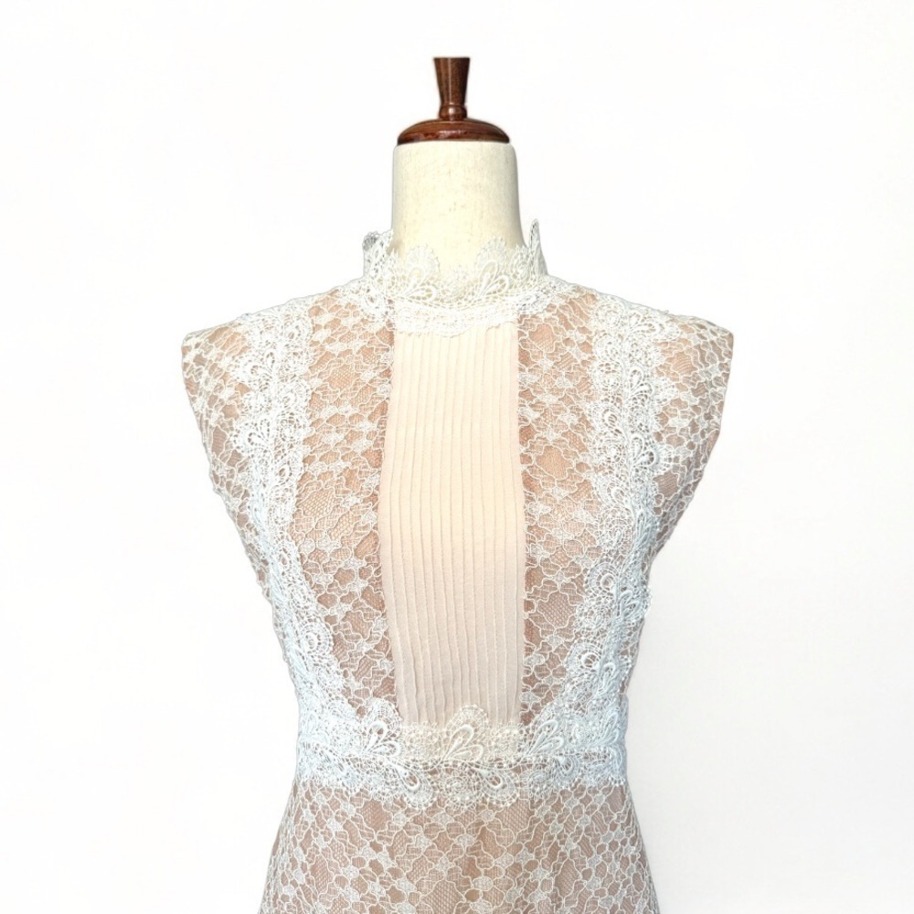 Sandro Peaches Pink Lace Sleeveless Dress Size 3 L (Flawed) - Picture 3 of 16